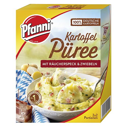 PFANNI KARTOFFEL PUEREE MIT RAEUCHERSPECK & ZWIEBELN 150G