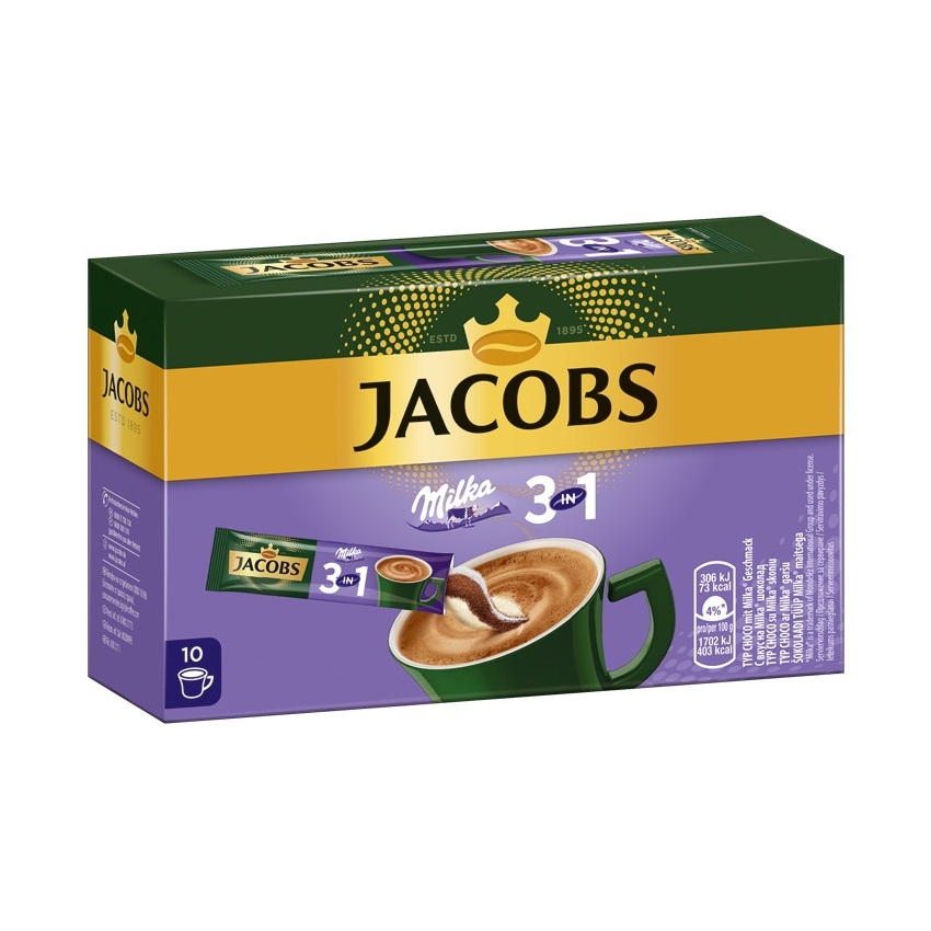 JACOBS MILKA  3 IN 1 - LOESLICHER KAFFEE MIT MILKA  - 10 STICKS 
