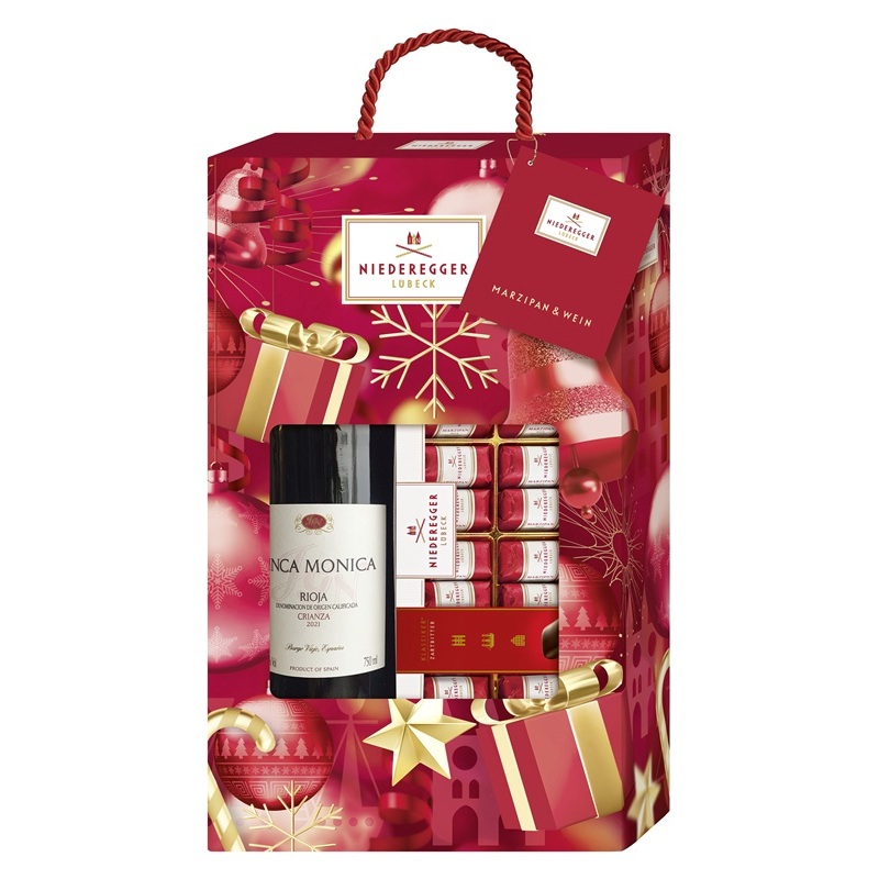 NIEDEREGGER MARZIPAN ( 200G MARZIPAN KLASSIKER ) & WEIN ( 0.75L ROTWEIN ) - 950G