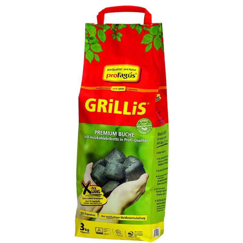 PROFAGUS  GRILLIS - BUCHEN GRILL HOLZKOHLEBRIKETTS 3KG
