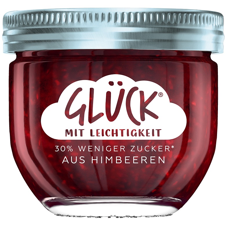 GLUECK MIT LEICHTIGKEIT 30% WENIGER ZUCKER  AUS HIMBEEREN 230G