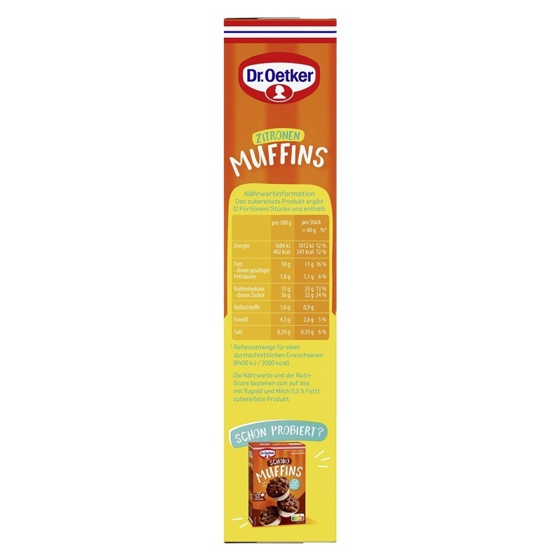 DR. OETKER BACKMISCHUNG ZITRONEN MUFFINS 455G PACKUNG